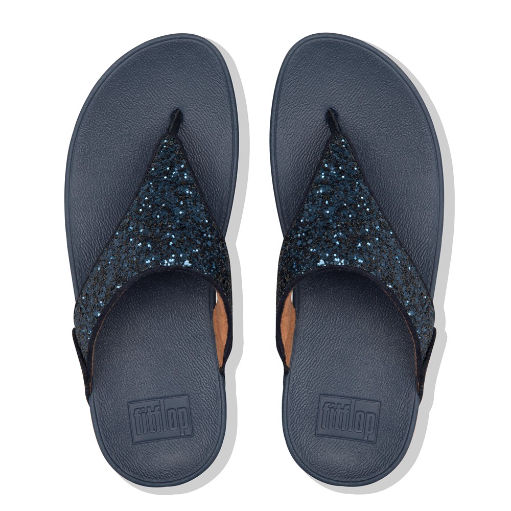 Fitflop Womens Sandals - Lulu Glitter Toe-post - Navy - 245-QAVZIP